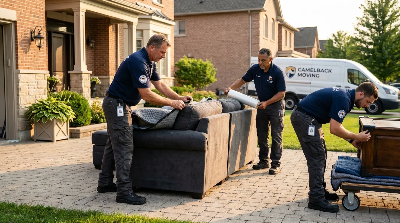 Large estate moving crew wrapping furniture in Sturgeon, PA
