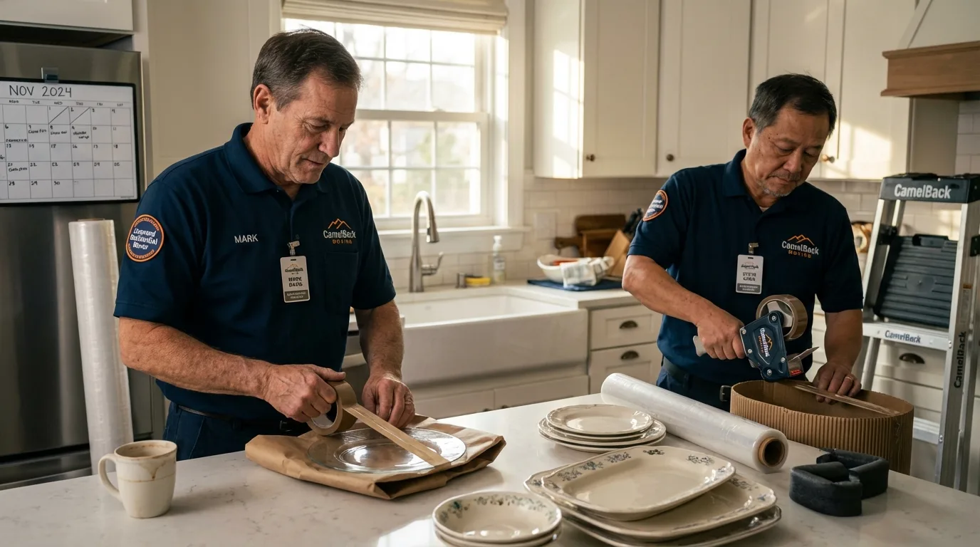 Professional crew packing kitchen dishware in Sturgeon, PA
